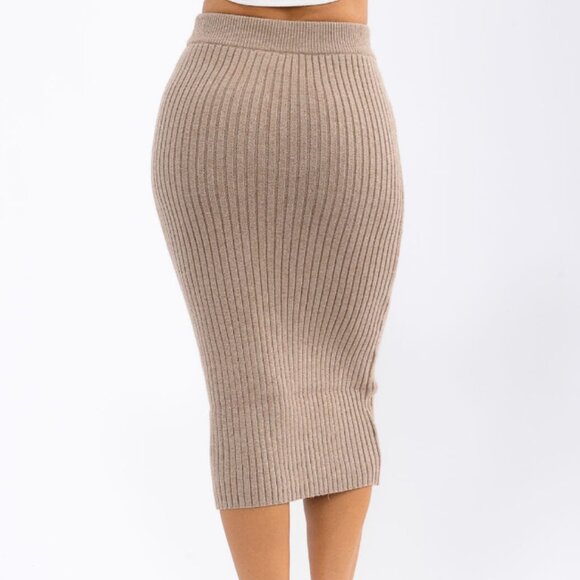 NWT Mystree Elastic Waist Ribbed Pencil Midi Skirt - Picture 3 of 4